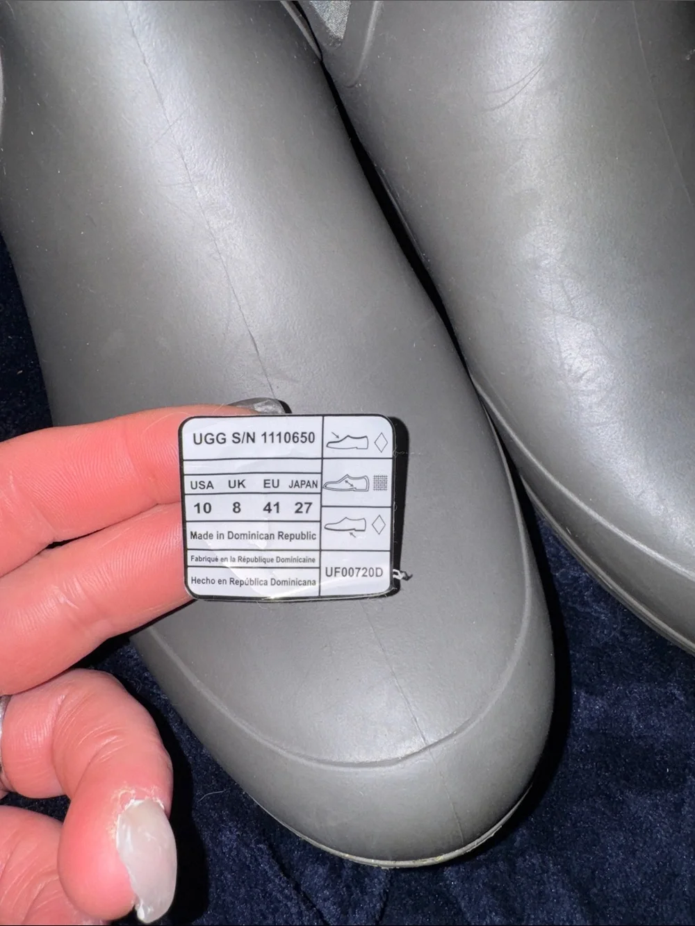 Grey UGG Chelsea Rain Boots Sz 10